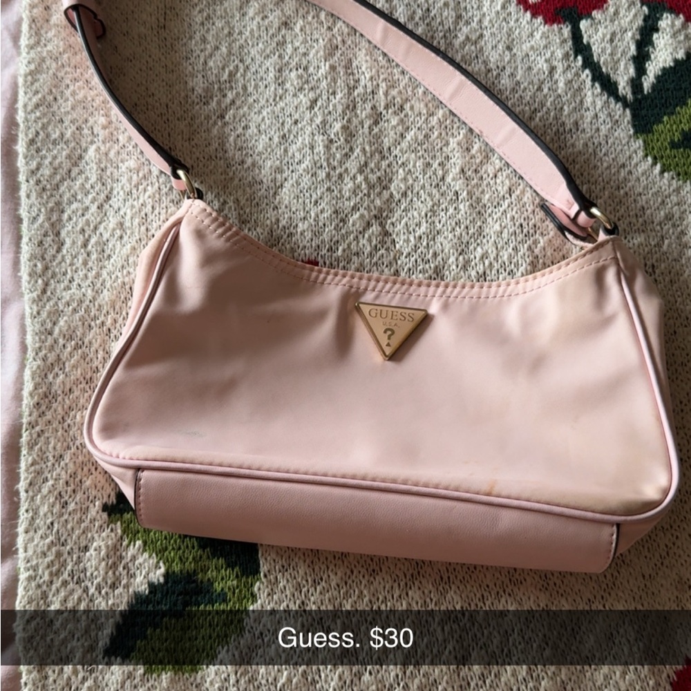 Guess Pink Shoulder Bag with Gold-Toned Logo